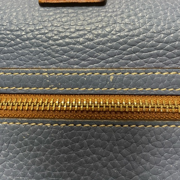 Dooney & Bourke Blue and Brown Leather Trifold Wallet. - Picture 9 of 12